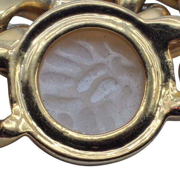 Carolee Gold Tone Curb Thick Chain Chunky Necklace Faux Pearl Onyx Vintage 80s - Picture 10 of 11